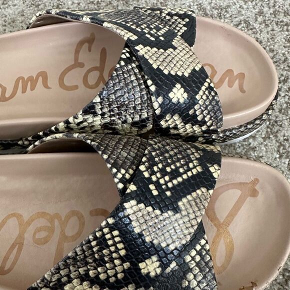 Sam Edelman Sadia Snake Print Slide Sandals 8 - Picture 3 of 6